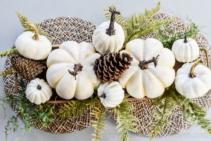 DIY Pumpkin and Pinecone Centerpiece