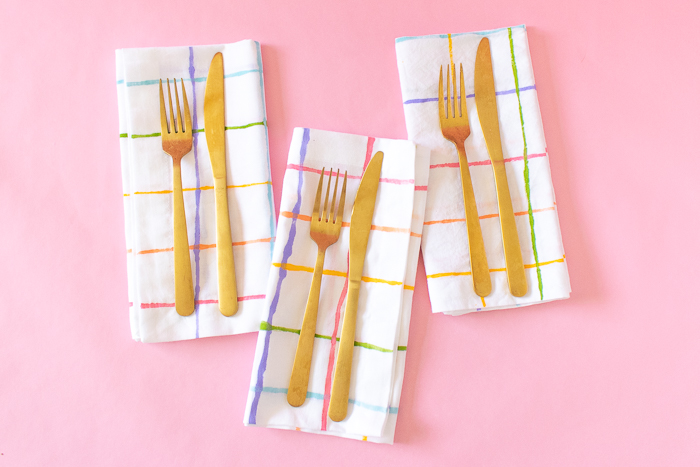 DIY Rainbow Grid Napkins