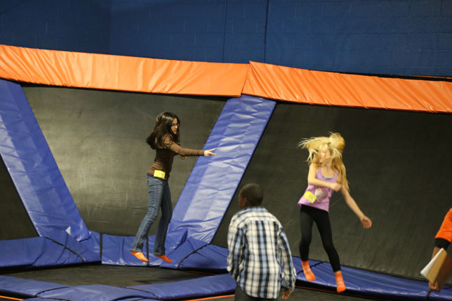 Flip out on a trampoline.