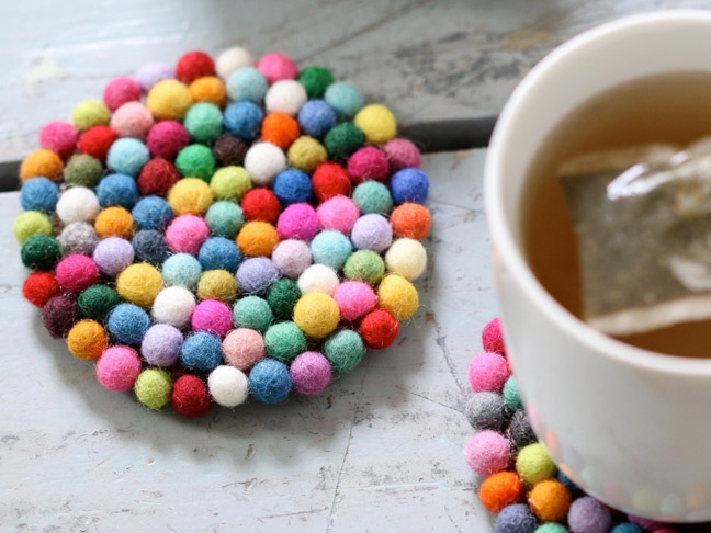  DIY Felt Ball Coasters