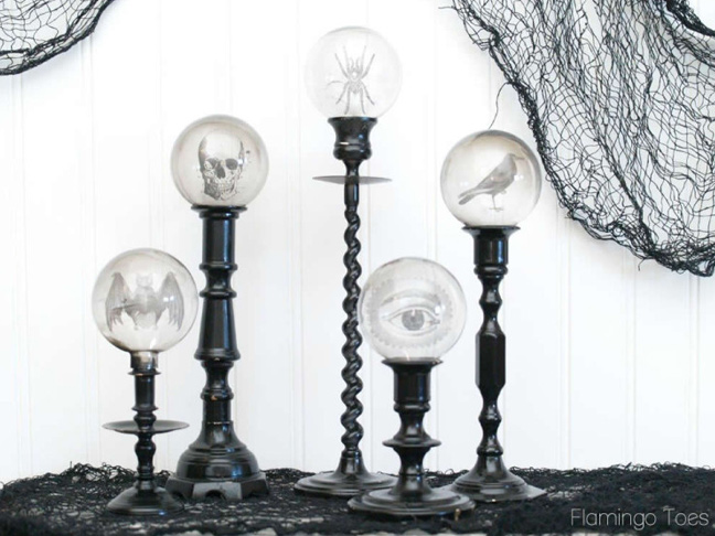 Spooky Crystal Ball Candlesticks