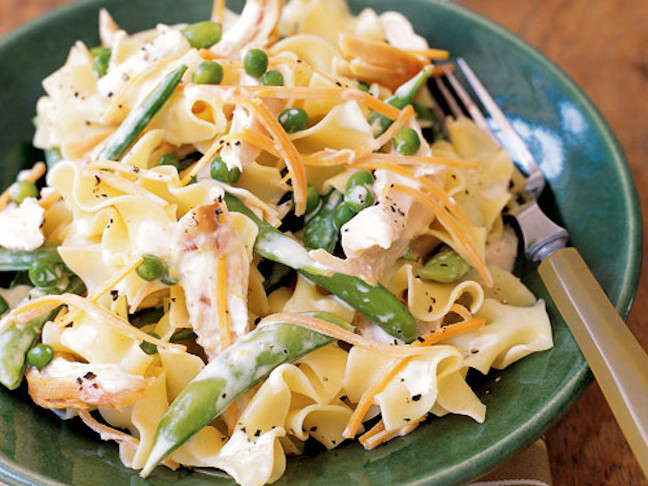 Chicken Lemony Egg Noodles and Peas 