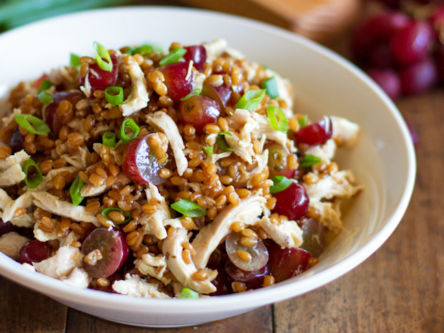 Honey Chicken Salad with Grapes and Feta