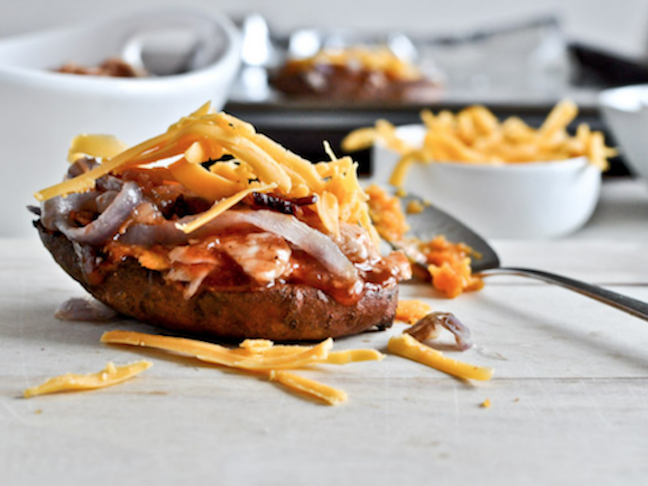 BBQ Chicken Stuffed Sweet Potato Skins