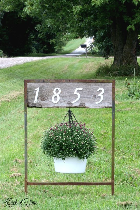 DIY Hanging Planter House Number Idea