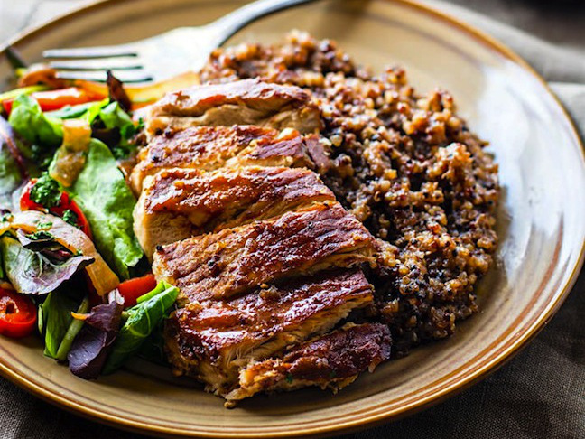 One-Pot BBQ Cherry Pork Chops with Quinoa