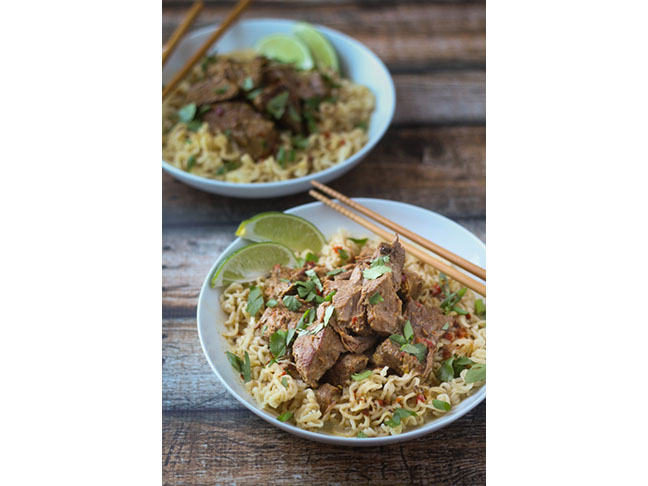 Crockpot Beef Curry with Noodles 