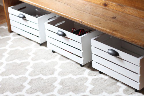 DIY Rolling Under Bench Shoe Storage