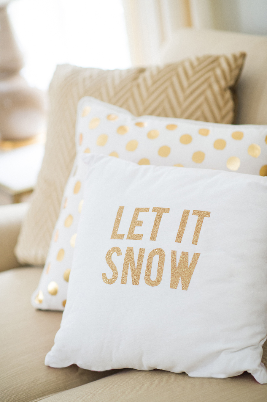 DIY Gold Holiday Throw Pillow Upgrade