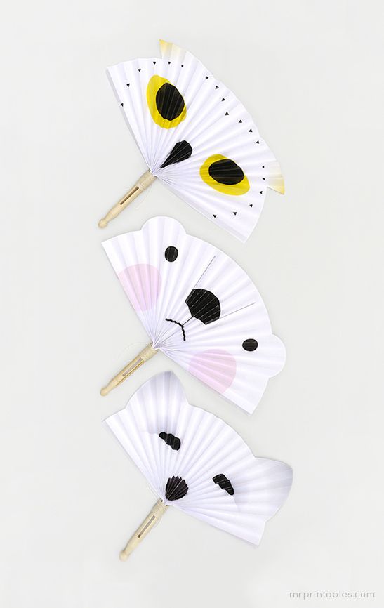 Arctic Animal Paper Fans