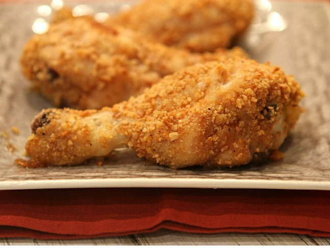 Baked Chicken Drumsticks With Cornflake (or Pretzel) Crust