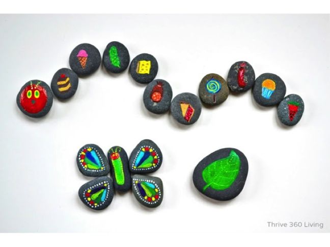 DIY Very Hungry Caterpillar Rocks