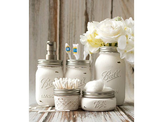 Mason Jar Bathroom Storage