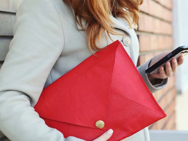 Leather Envelope Clutch