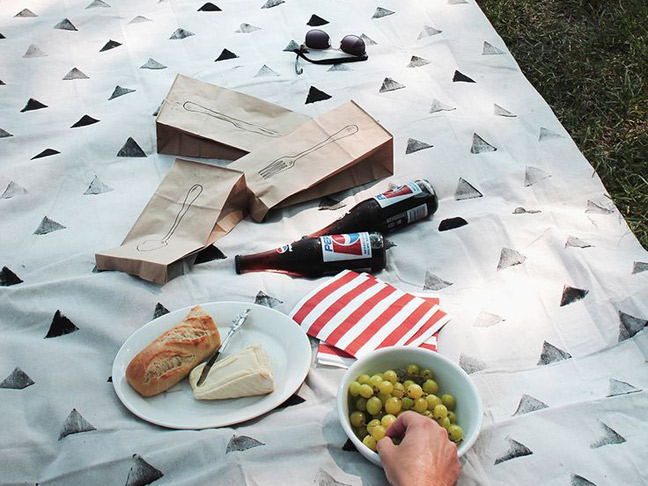 DIY Stamped Picnic Blanket