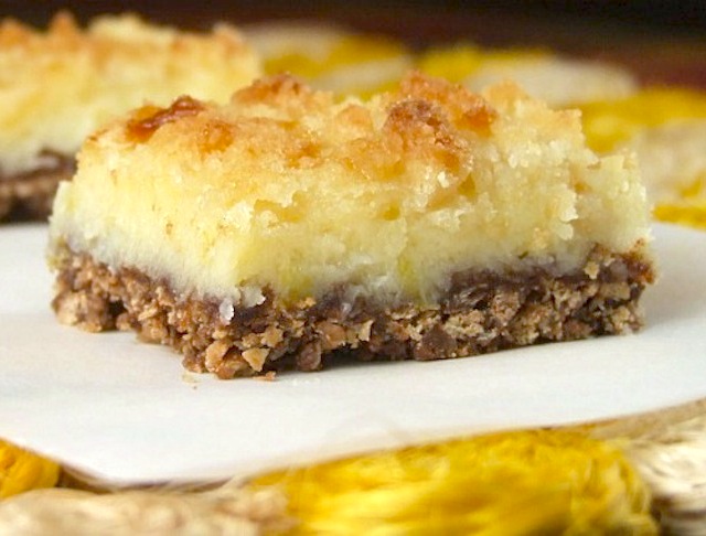 Cream Cheese Lemon Bars with Kit Kat Crust