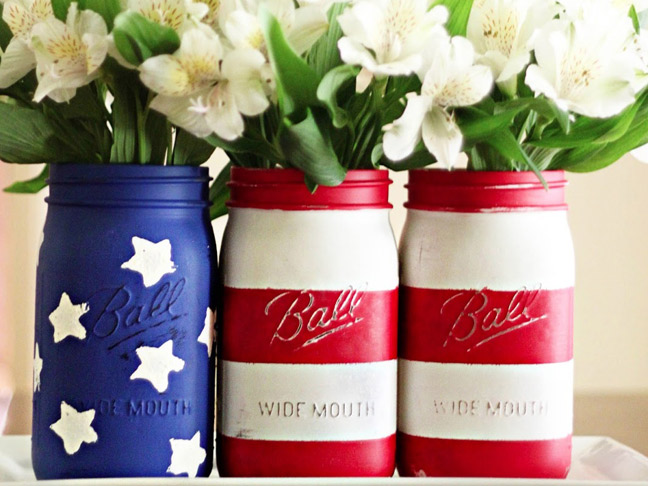 American Flag Mason Jars