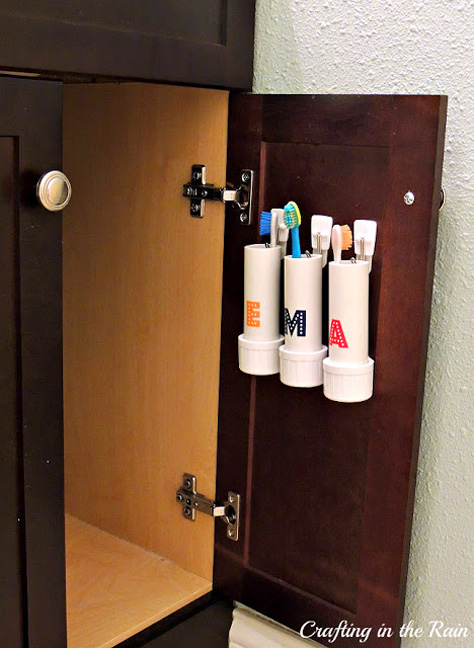 PVC Pipe Toothbrush Storage