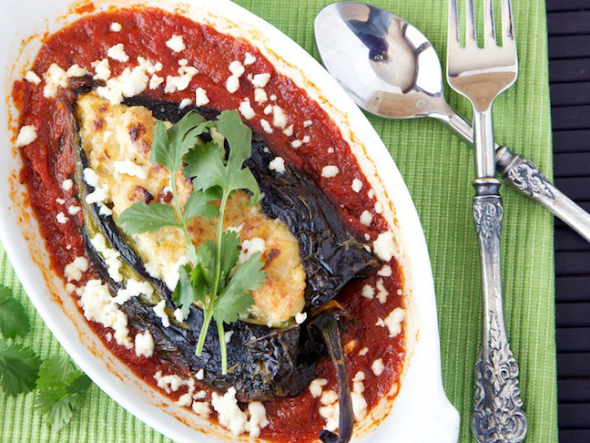 Skinny Roasted Shrimp Chile Rellenos