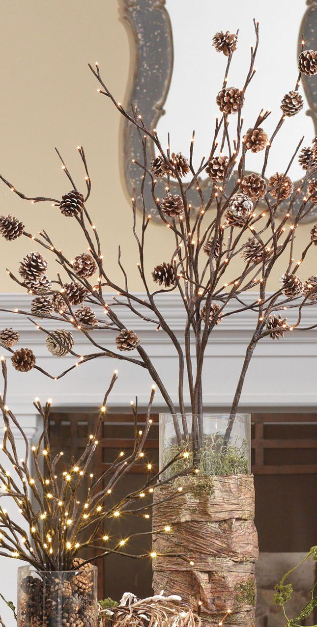 Pine Cone Light Branch Vases