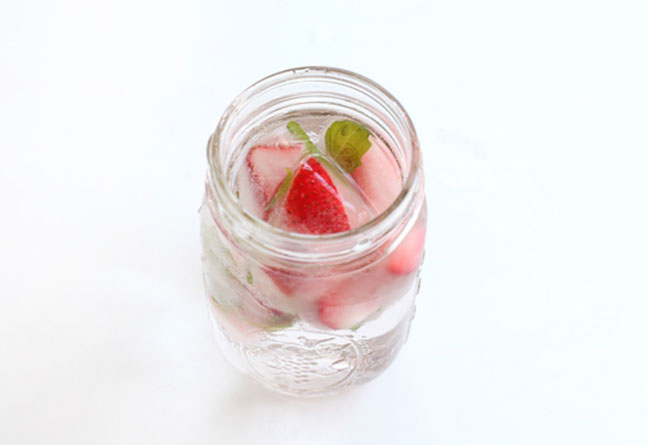 Strawberry & Basil Ice Cubes