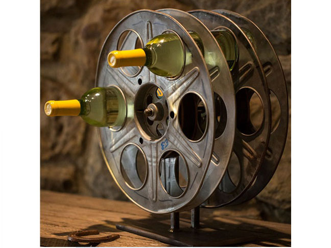 Vintage Film Reel Wine Rack