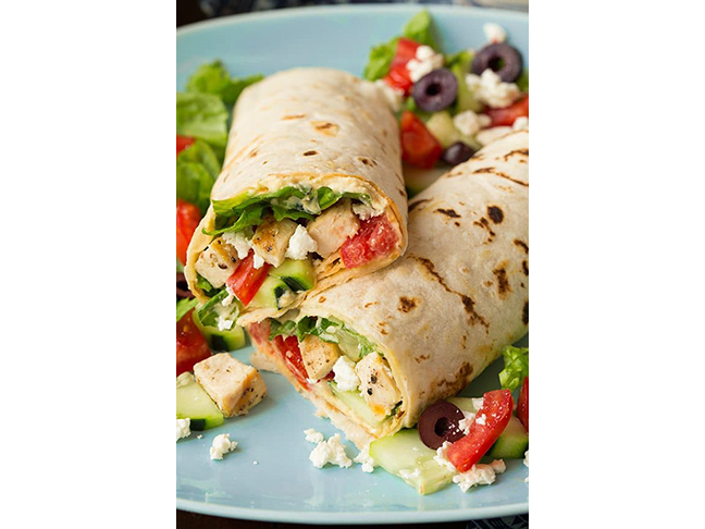 Greek Grilled Chicken & Hummus Wraps   