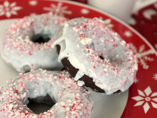 Chocolate Donuts with Peppermint Glaze