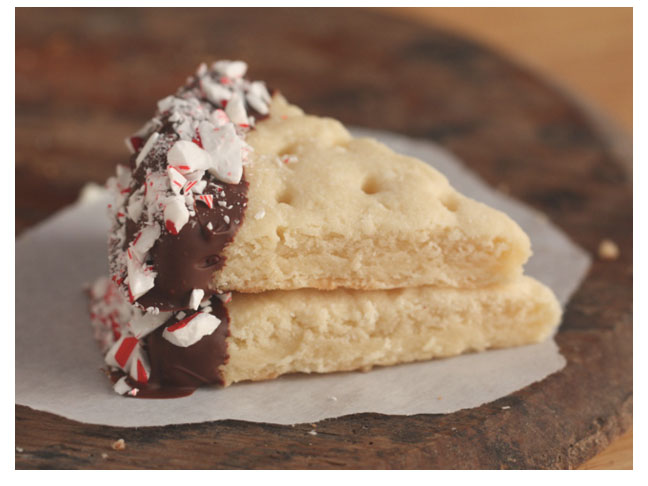 Shortbread Wedges Dipped in Chocolate and Peppermint