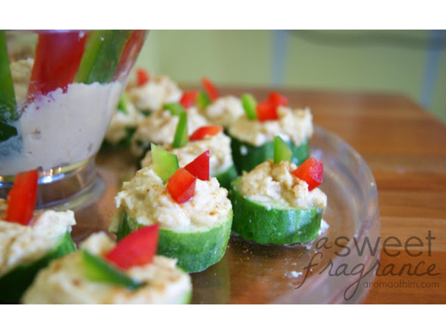 Cucumber Hummus Bites