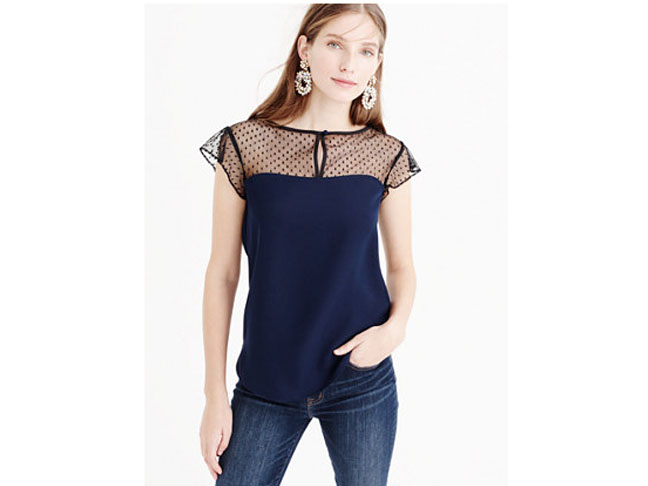 Swiss-Dot Flutter Sleeve Top