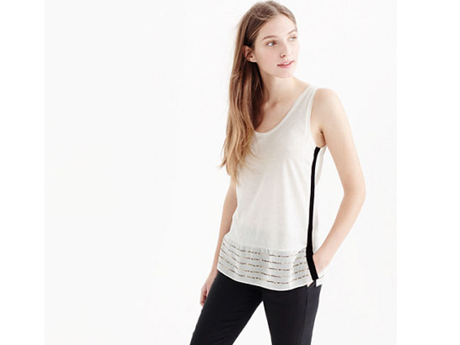 Embellished Silk Hem Tank Top