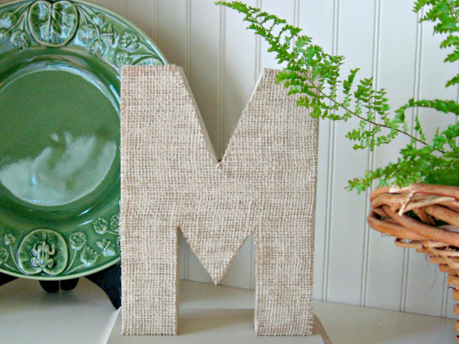 Burlap Covered Monogram Letter