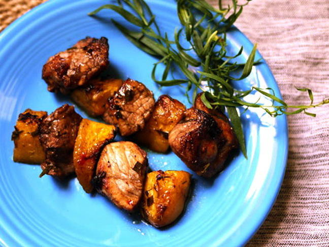 Tarragon Peach & Pork Kebobs