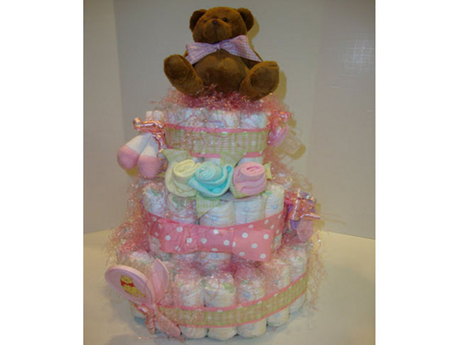 Tickled Pink Diaper Cake