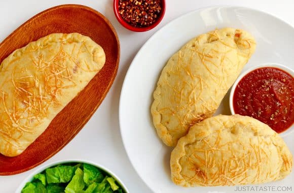 Cheesy Garlic Chicken Calzones