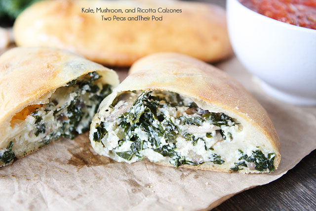 Kale Mushroom Ricotta Calzones