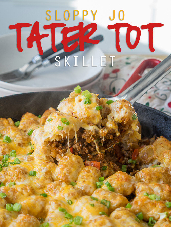 One Skillet Sloppy Joe Tater Tot Casserole