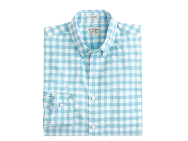 Secret Wash Shirt in Light Turquoise Gingham