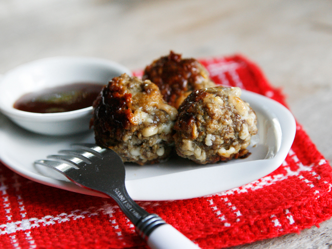 Bacon Cheddar Meatballs with BBQ Sauce