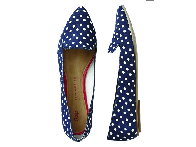 Navy Polka Dot Pointy Flats