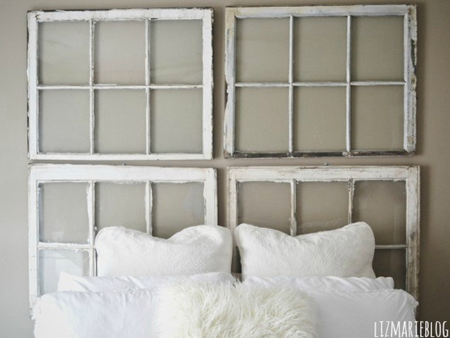 DIY Antique Window Headboard