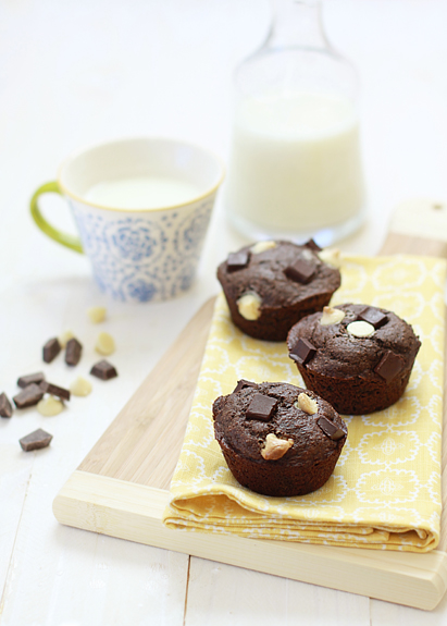 Whole Wheat Banana Chocolate Muffins