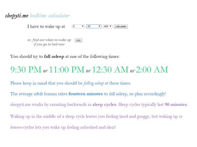 Sleepyti.me Sleep Calculator