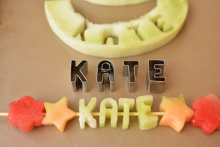 Mini Alphabet Melon Skewers