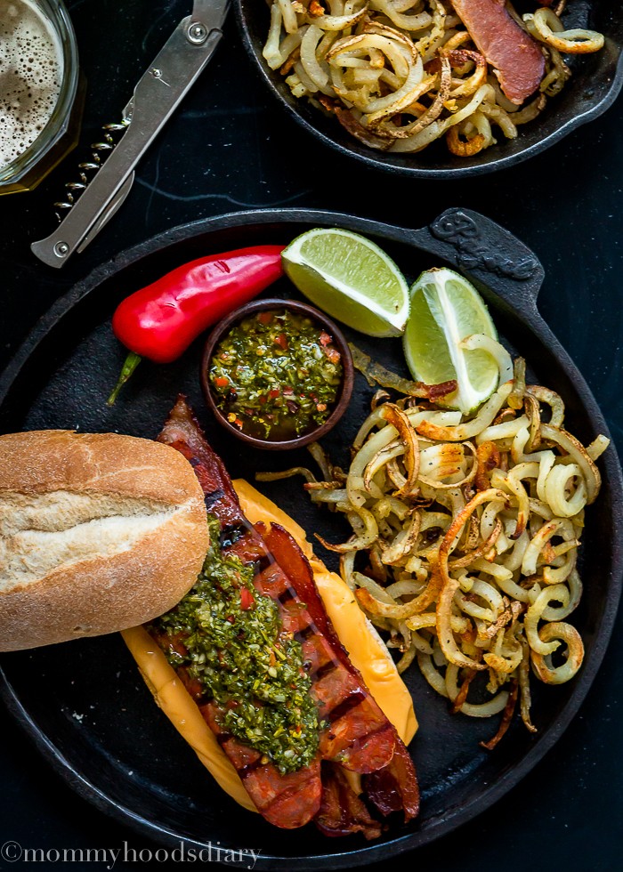 Bacon Choripan with Chimichurri Sauce 