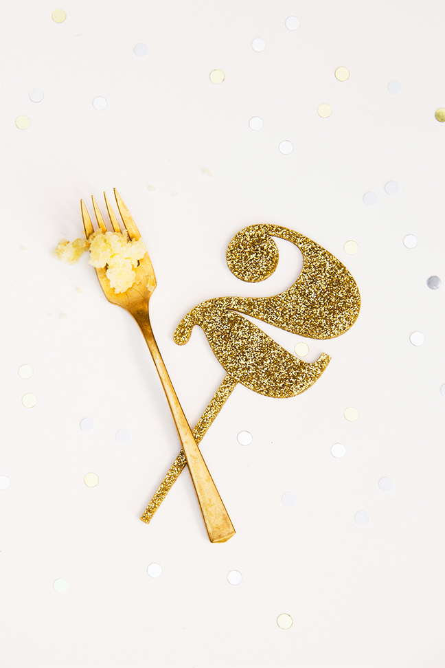 Gold Glitter Number Cake Topper