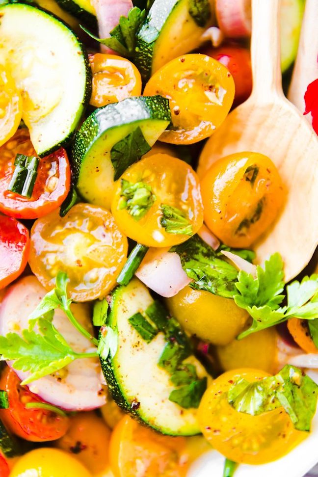 Three Herb Tomato Zucchini Salad