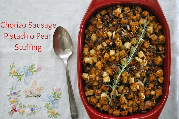 Spicy Chorizo Pistachio Pear Stuffing