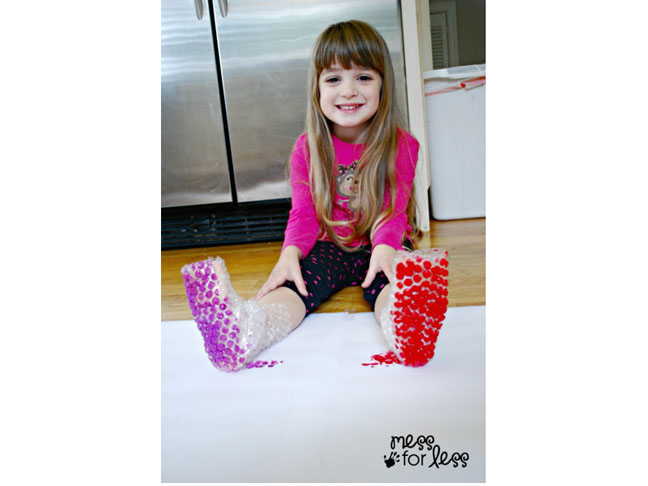 Bubble Wrap Stomp Painting